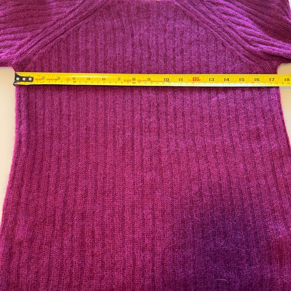 DKNY‎ Women's Rich Purple Crew Neck Sweater small sheer cuff sleeve - Picture 6 of 8
